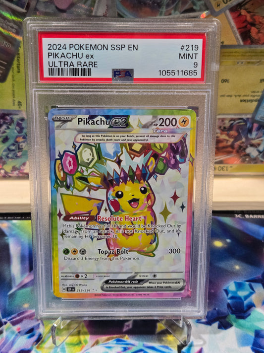 Pikachu ex 219 Surging Sparks PSA 9